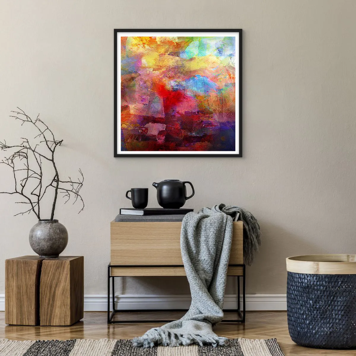 Plakat i sort ramme - Et kig ind i regnbuen - 60x60 cm