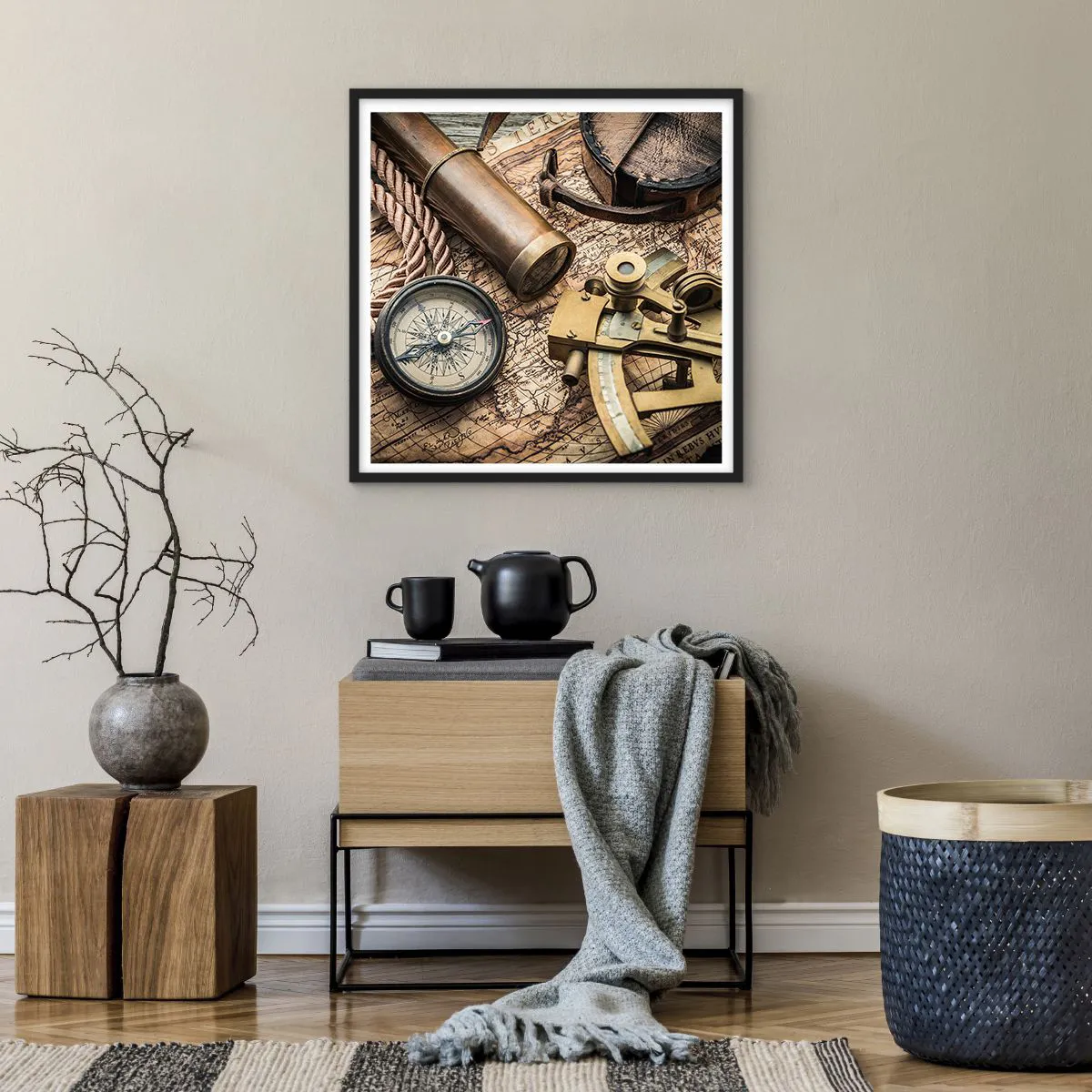 Affisch i svart ram - Sätt ut kursen - 60x60 cm