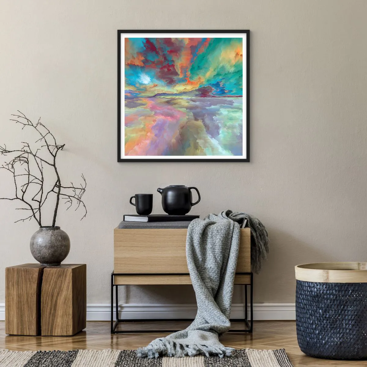 Affiche dans un cadre noir - Poster - Deux paradis - 60x60 cm