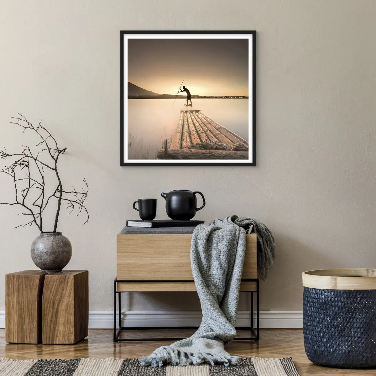 Plakat i sort ramme - Før du hviler - 60x60 cm