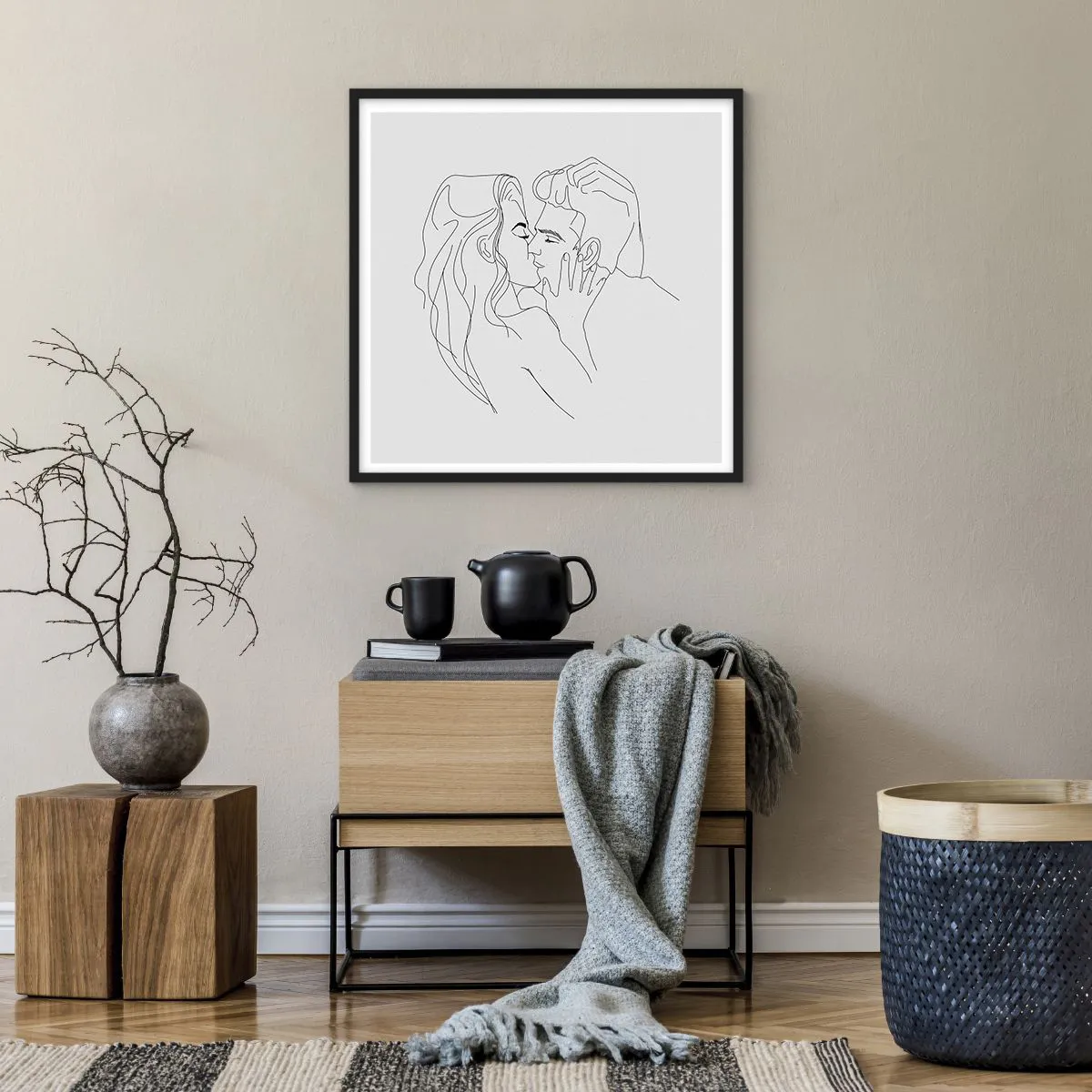 Plakat i sort ramme - I samme linje - 60x60 cm