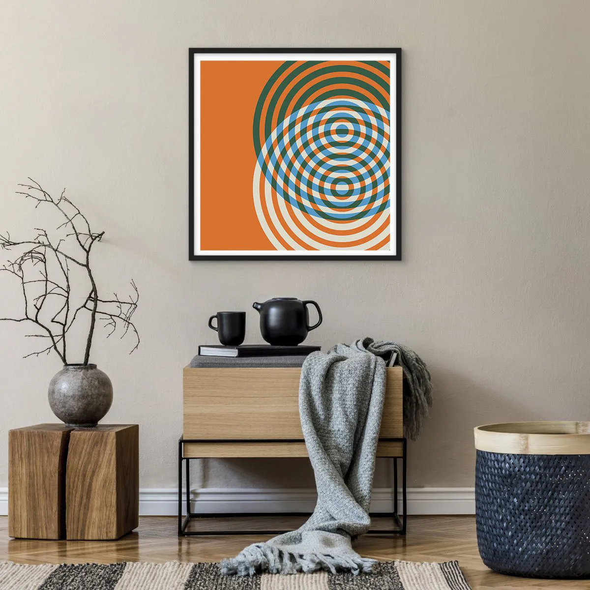 Affiche dans un cadre noir - Poster - Variation circulaire abstraite - 60x60 cm