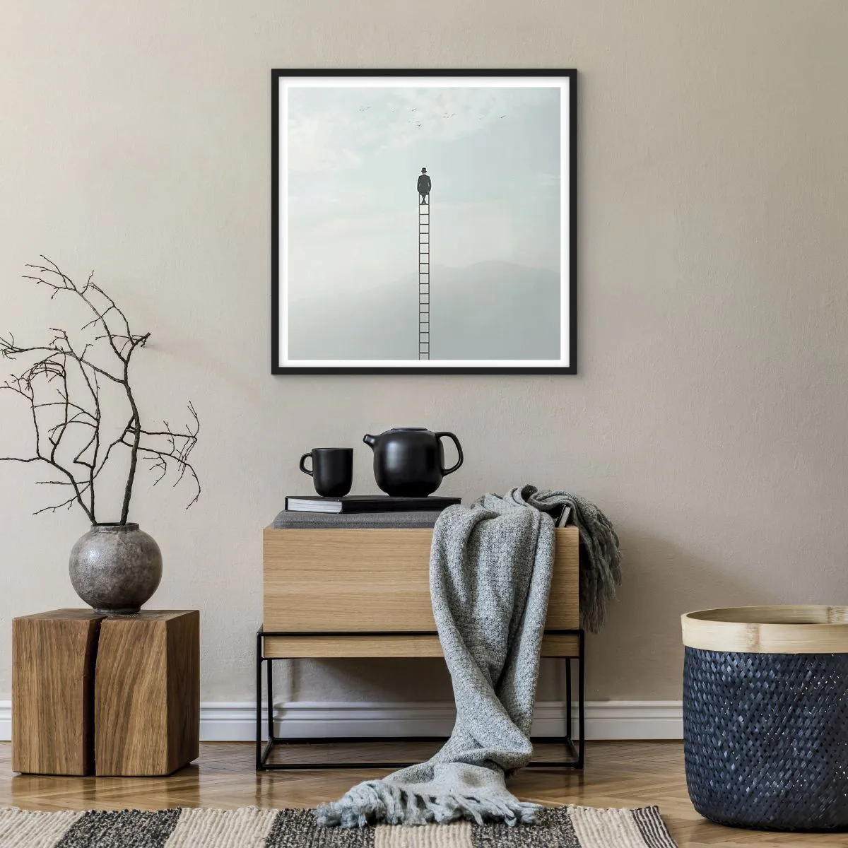 Affiche dans un cadre noir - Poster - Se soulever au-dessus - 60x60 cm