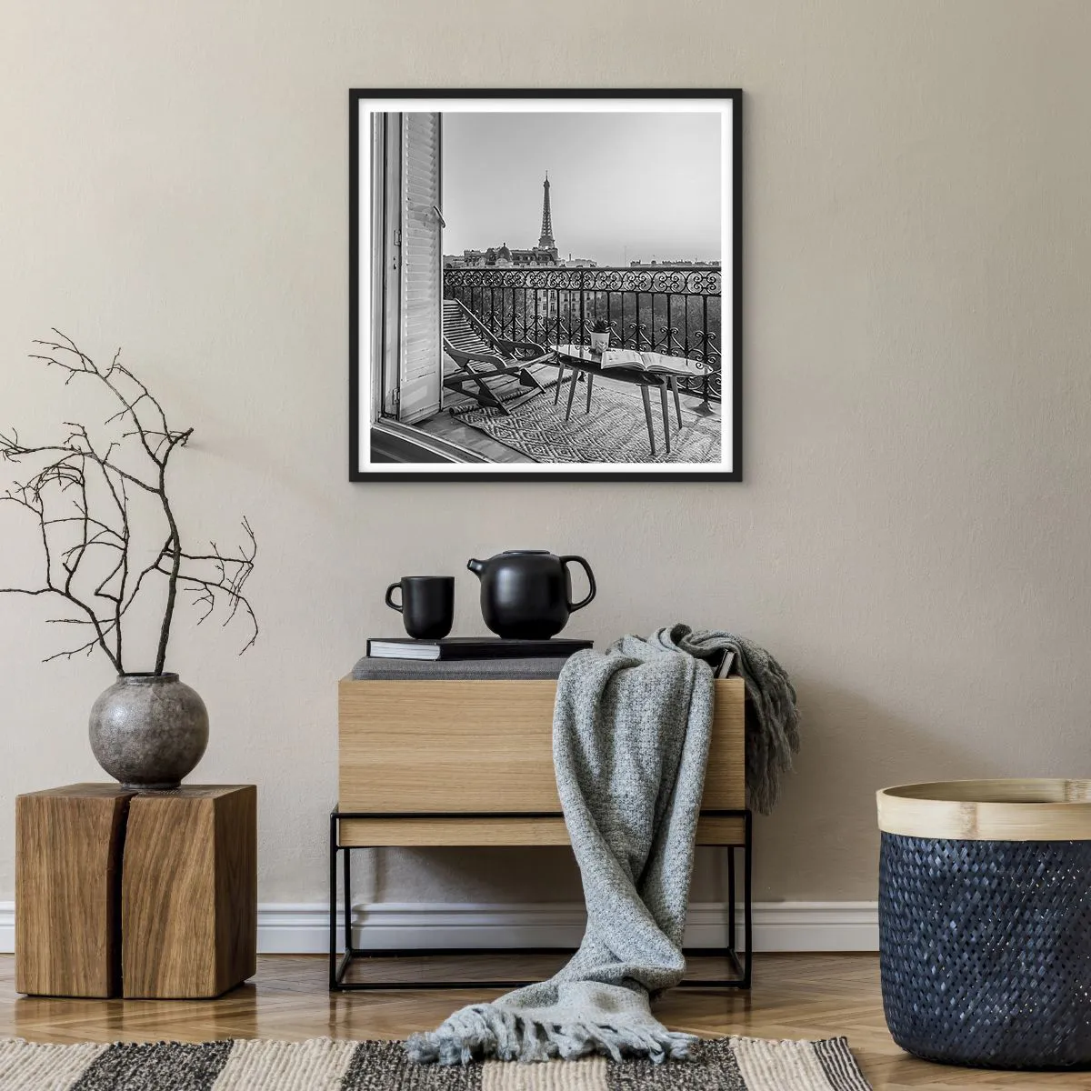 Affiche dans un cadre noir - Poster - Après-midi parisien - 60x60 cm