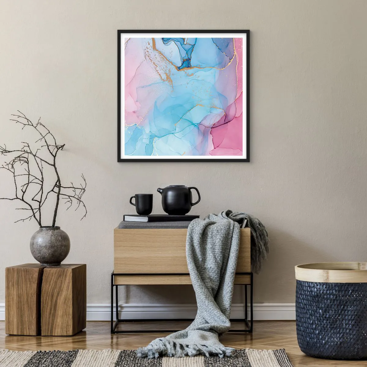 Plakat i sort ramme - Møde og gennemtrængning - 60x60 cm