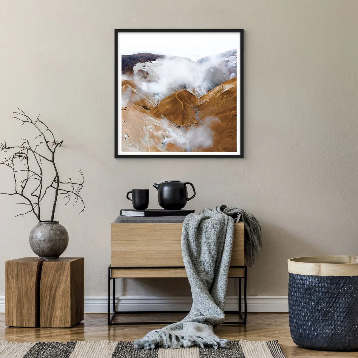 Poster in einem schwarzem Rahmen - Islands rohe Schönheit - 60x60 cm