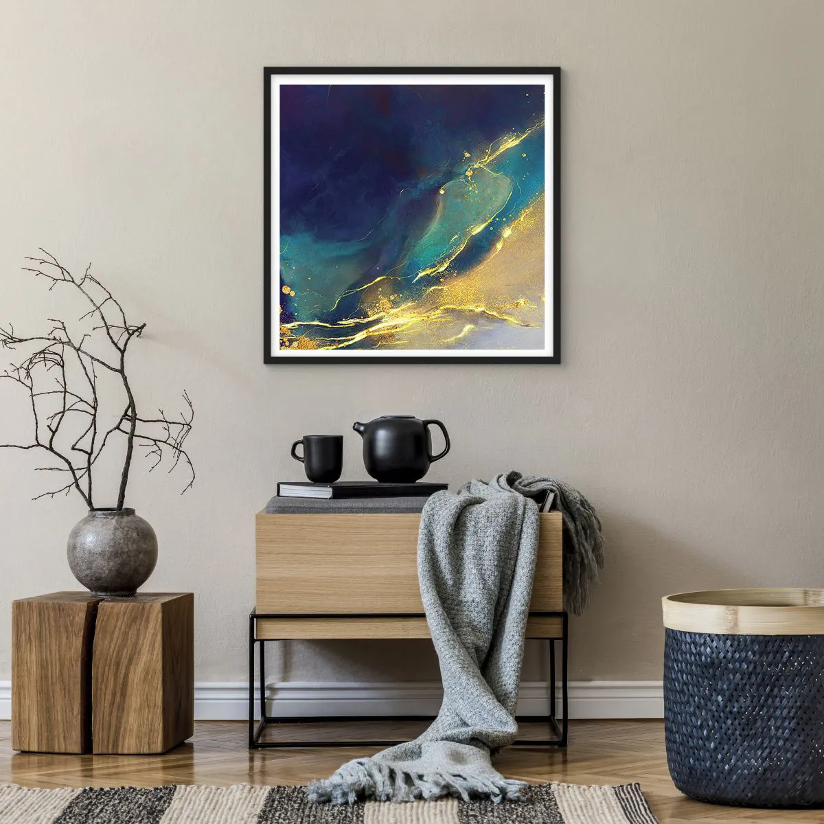 Plakat i sort ramme - Gylden marsk - 60x60 cm