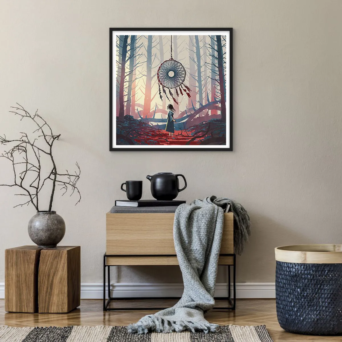 Plagát v čiernom ráme - Tajný rituál šťastia - 60x60 cm