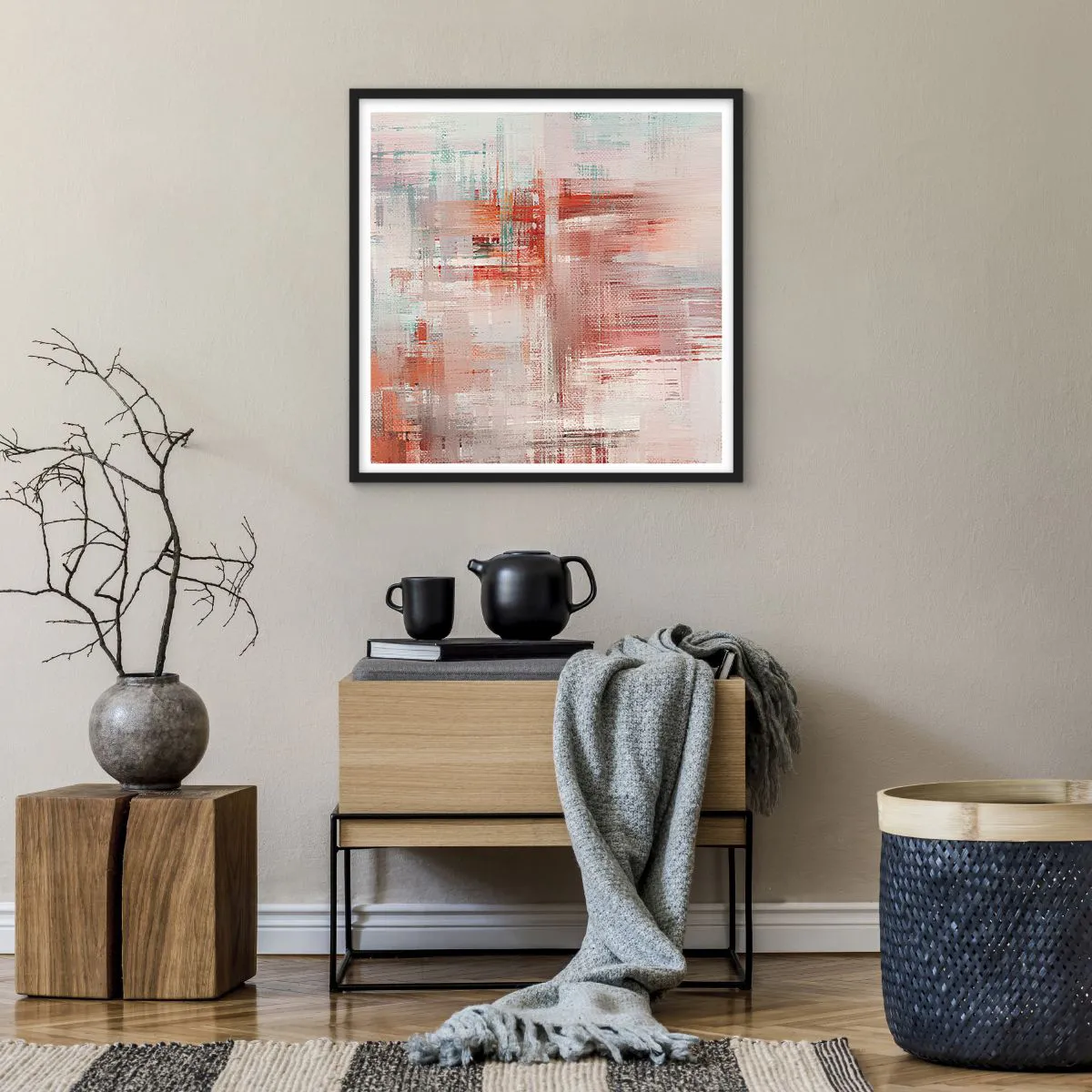 Plakat i sort ramme - Diset. Hvor er dog det lyserødt - 60x60 cm