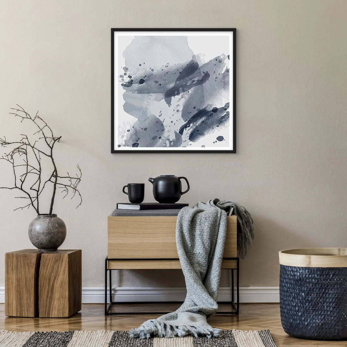 Plakat i sort ramme - En undersøgelse af vandets natur - 60x60 cm