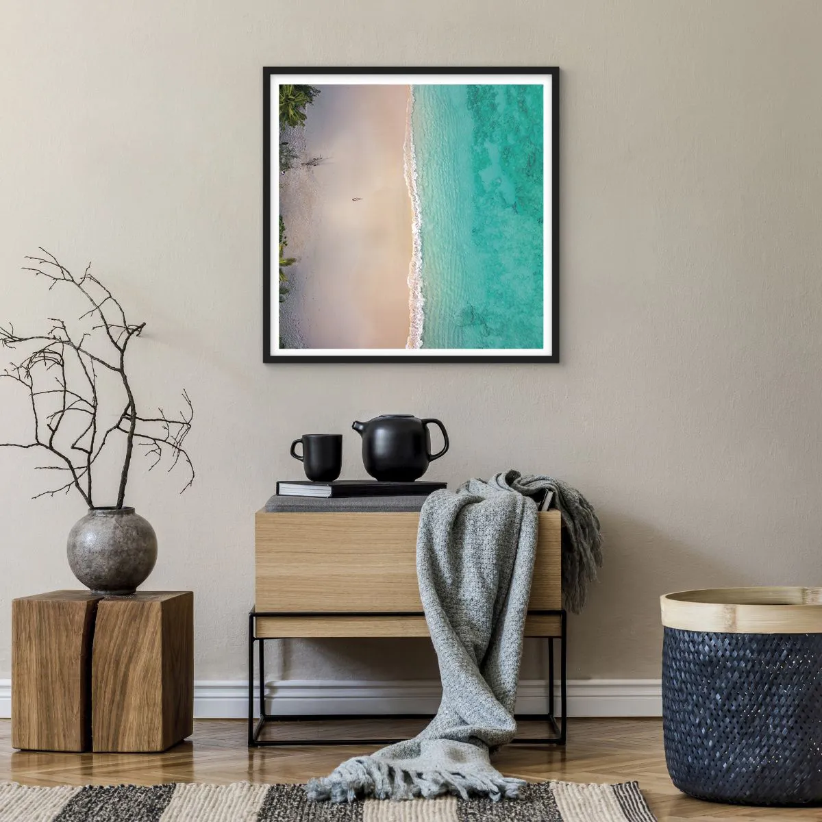 Plakát v černém rámu - Rajská pláž - 60x60 cm