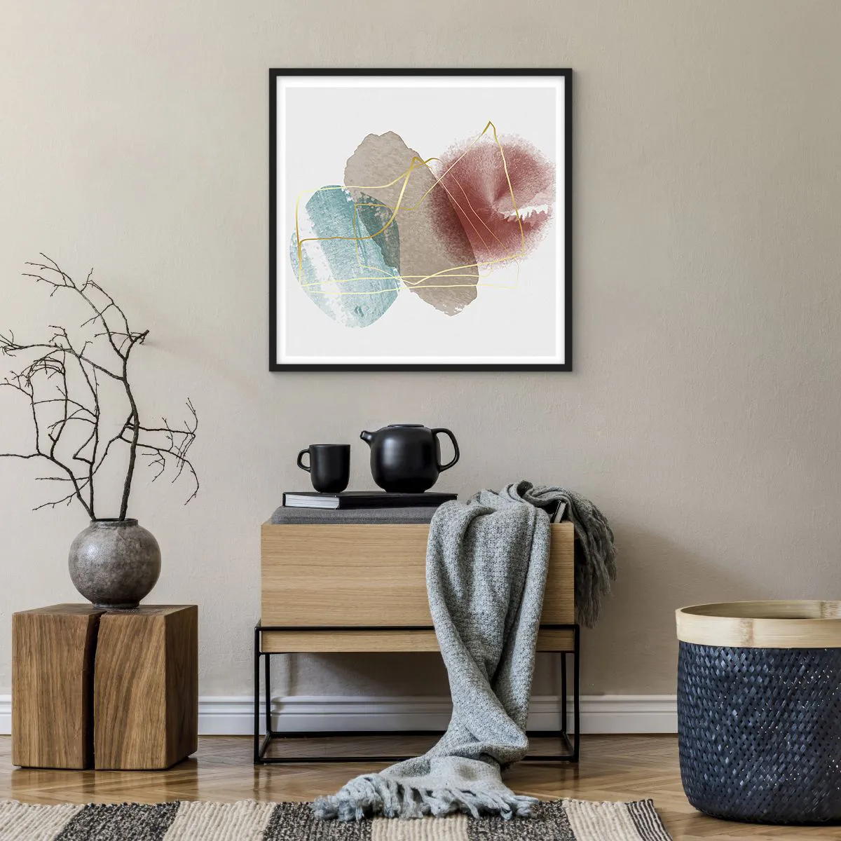 Plakat i sort ramme - Rummets perler - 60x60 cm