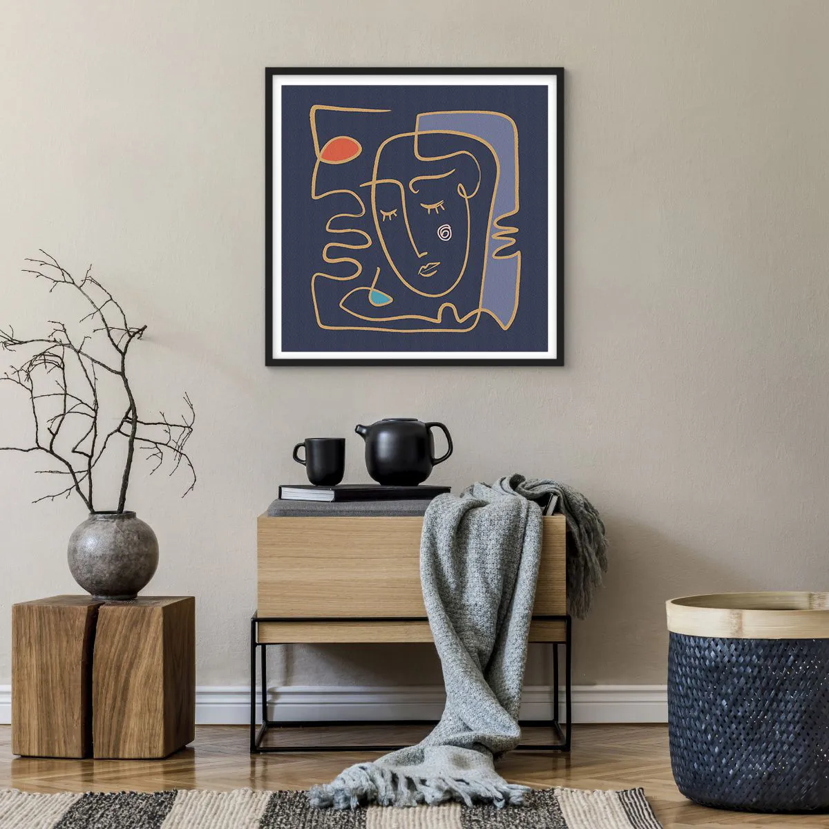 Poster in einem schwarzem Rahmen - In Gedanken - 60x60 cm