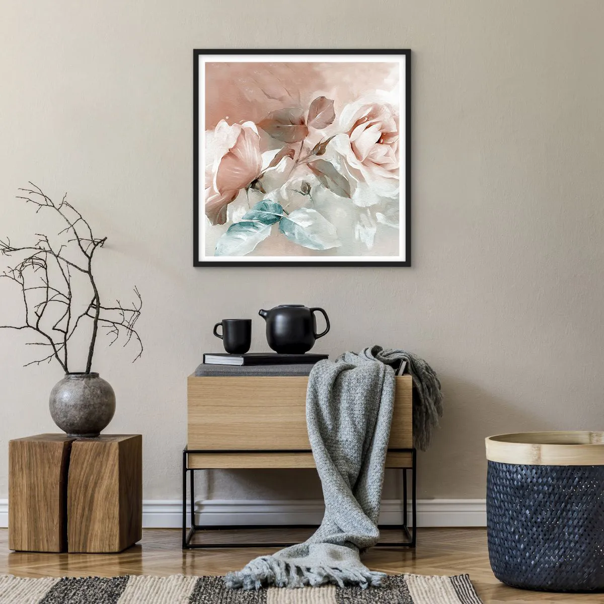 Affisch i svart ram - Romantikens anda - 60x60 cm