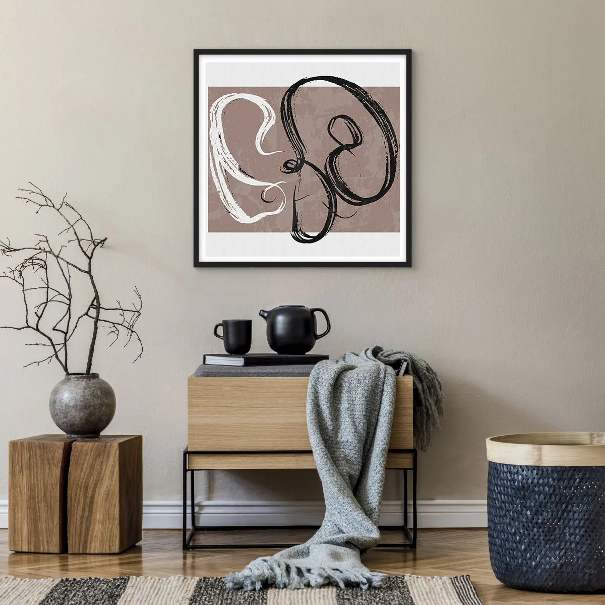 Affiche dans un cadre noir - Poster - Composition – la recherche de la plénitude - 60x60 cm