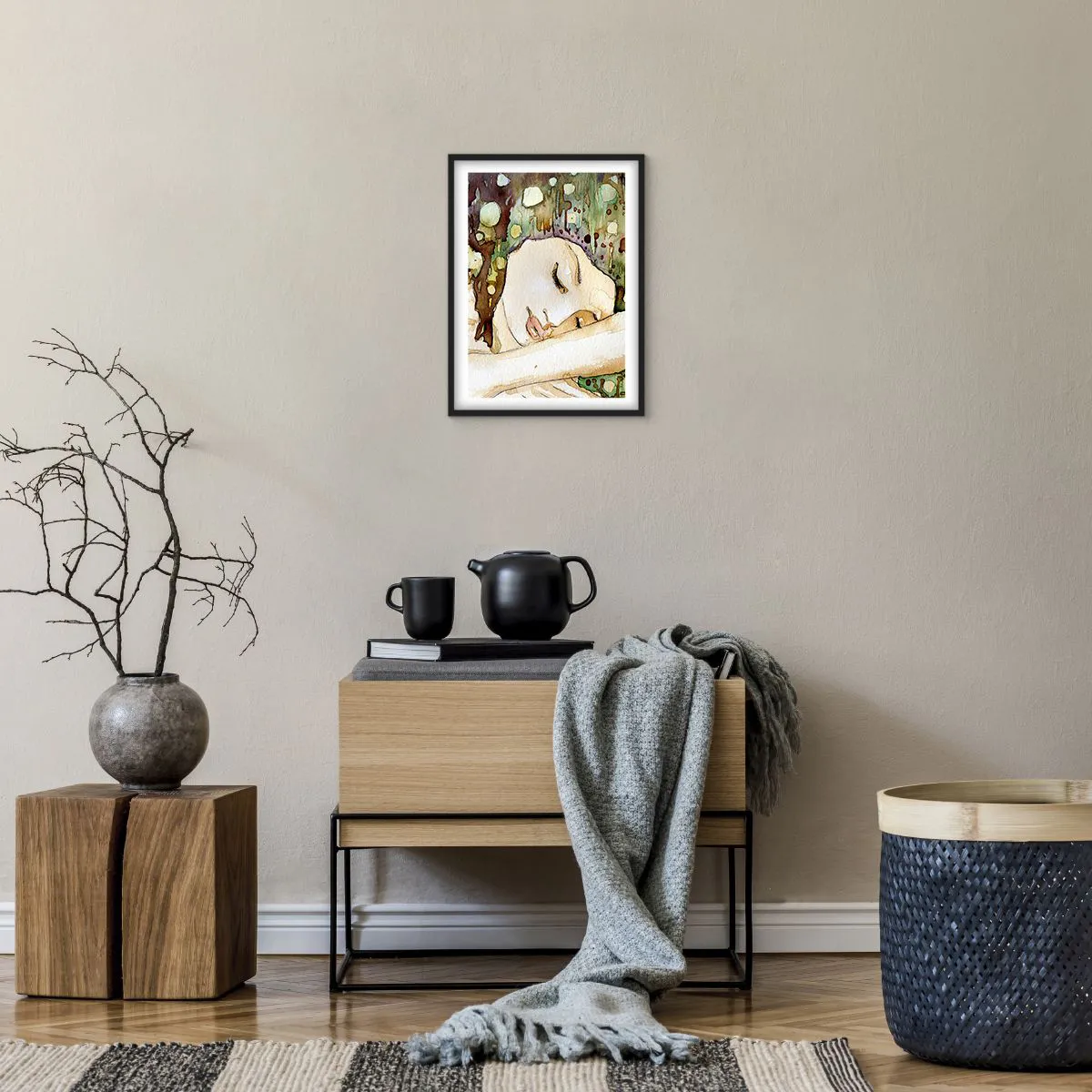 Poster in einem schwarzem Rahmen - Ein smaragd-violetter Traum - 30x40 cm