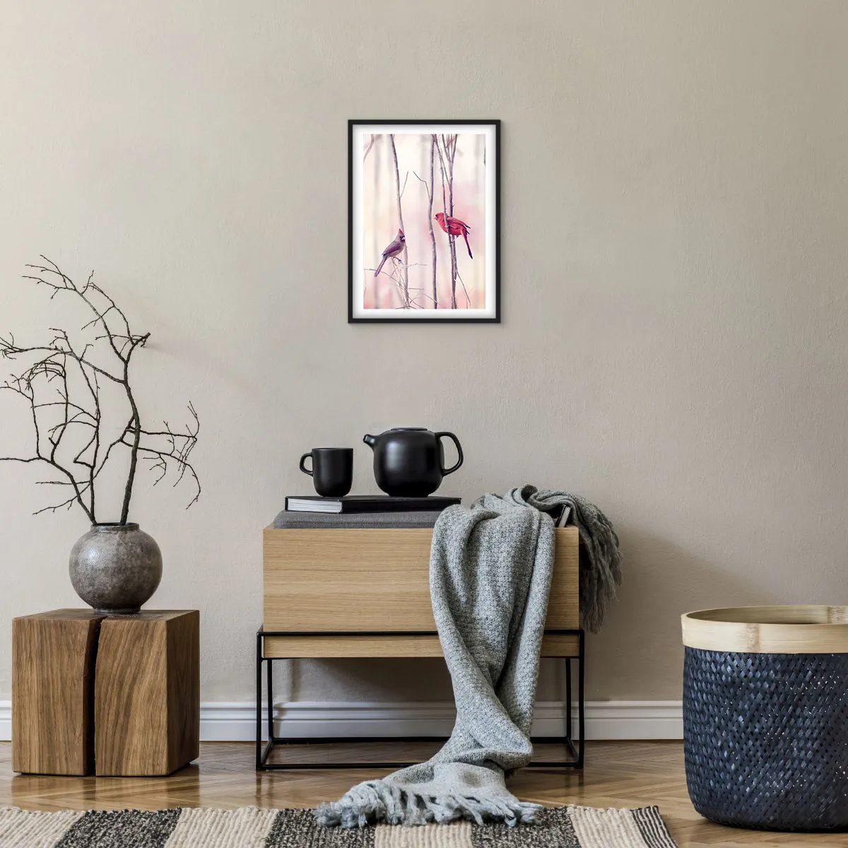 Poster in een zwarte lijst - Verhaal van het roze woud - 30x40 cm