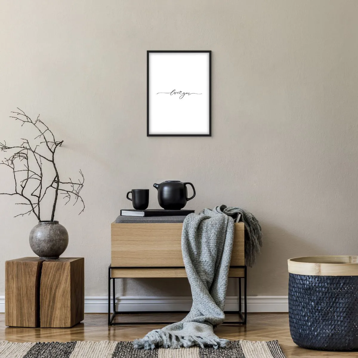 Affiche dans un cadre noir - Poster - Noir sur blanc - 30x40 cm