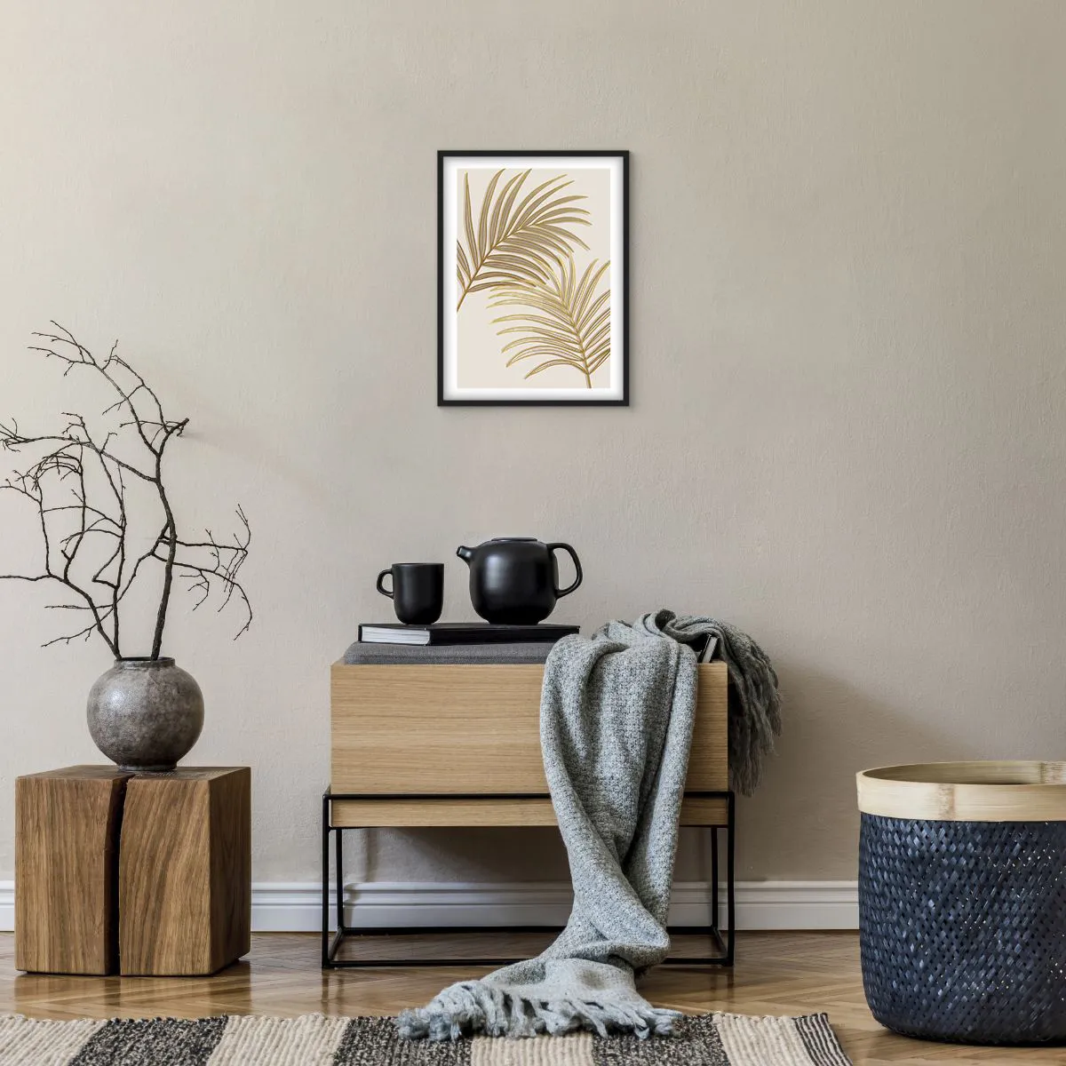 Plakat i sort ramme - Gylden palme! - 30x40 cm