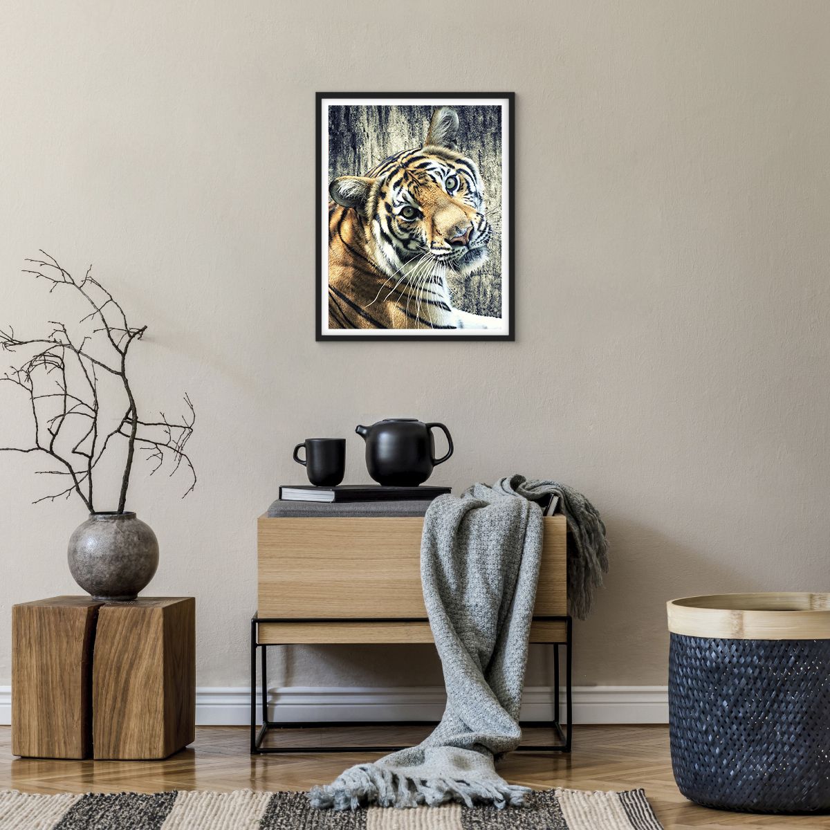 Poster in einem schwarzem Rahmen Tiere, Poster in einem schwarzem Rahmen Tiger, Poster in einem schwarzem Rahmen Afrika, Poster in einem schwarzem Rahmen Wildes Tier, Poster in einem schwarzem Rahmen Indien