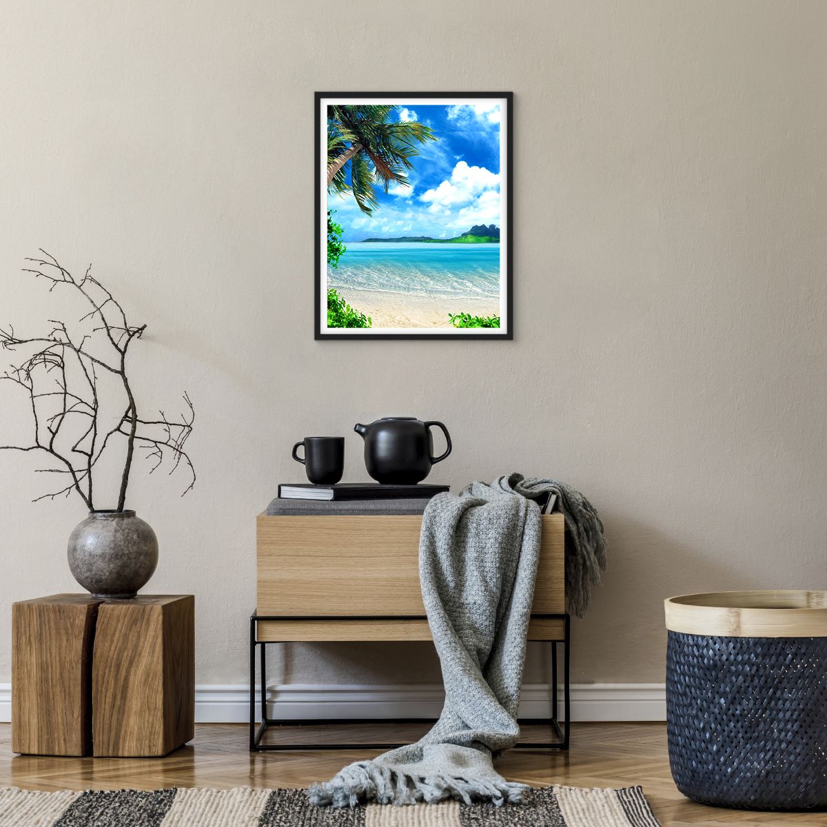 Poster in einem schwarzem Rahmen Landschaft, Poster in einem schwarzem Rahmen Ozean, Poster in einem schwarzem Rahmen Strand, Poster in einem schwarzem Rahmen Mysteriöse Insel, Poster in einem schwarzem Rahmen Tropen
