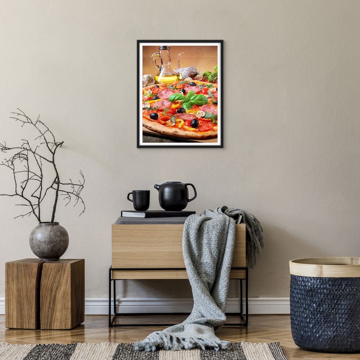 Póster en marco negro 70x50 cm - Con un verdadero sabor italiano - Arttor -  Decoraciones de pared modernas y originales para el salón y el dormitorio