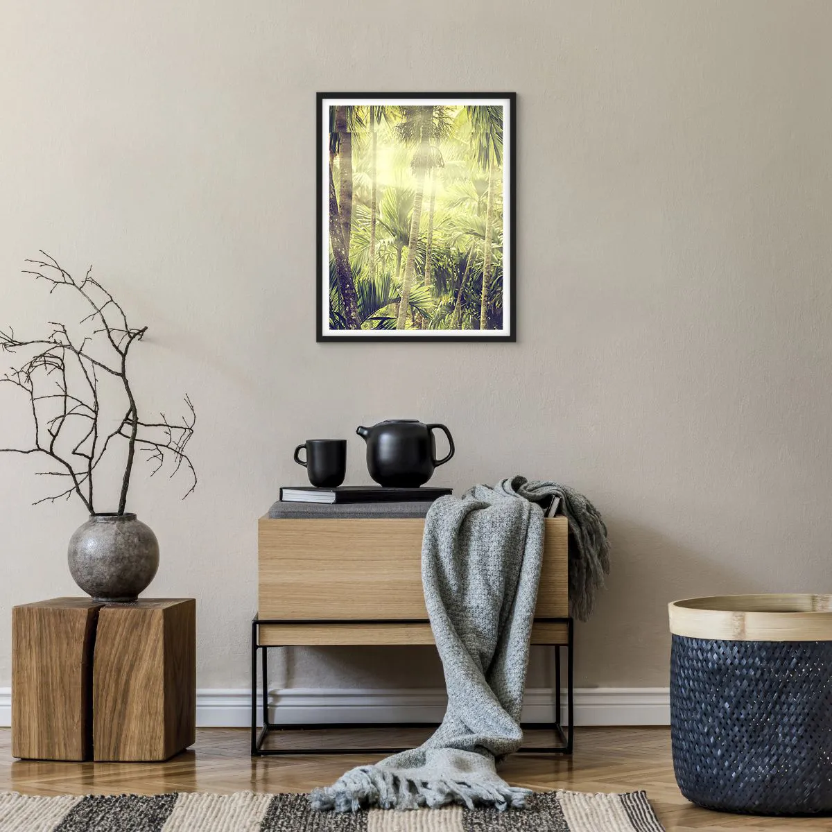 Pôster com moldura preta - No calor verde - 40x50 cm