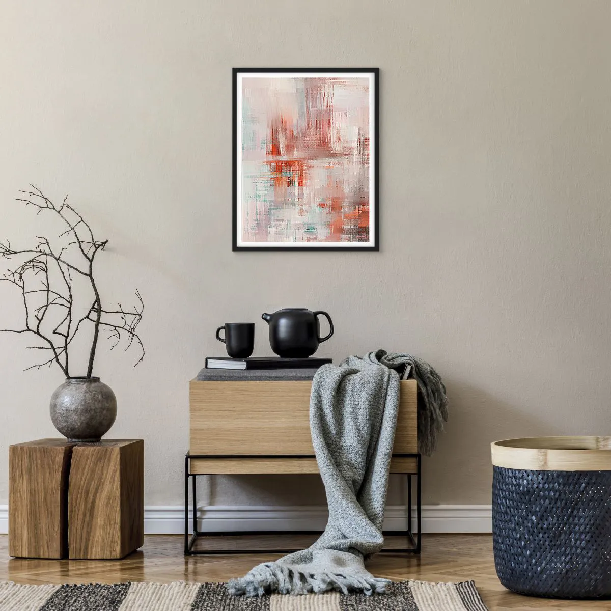 Poster in einem schwarzem Rahmen - Dunstig. Aber rosa - 40x50 cm