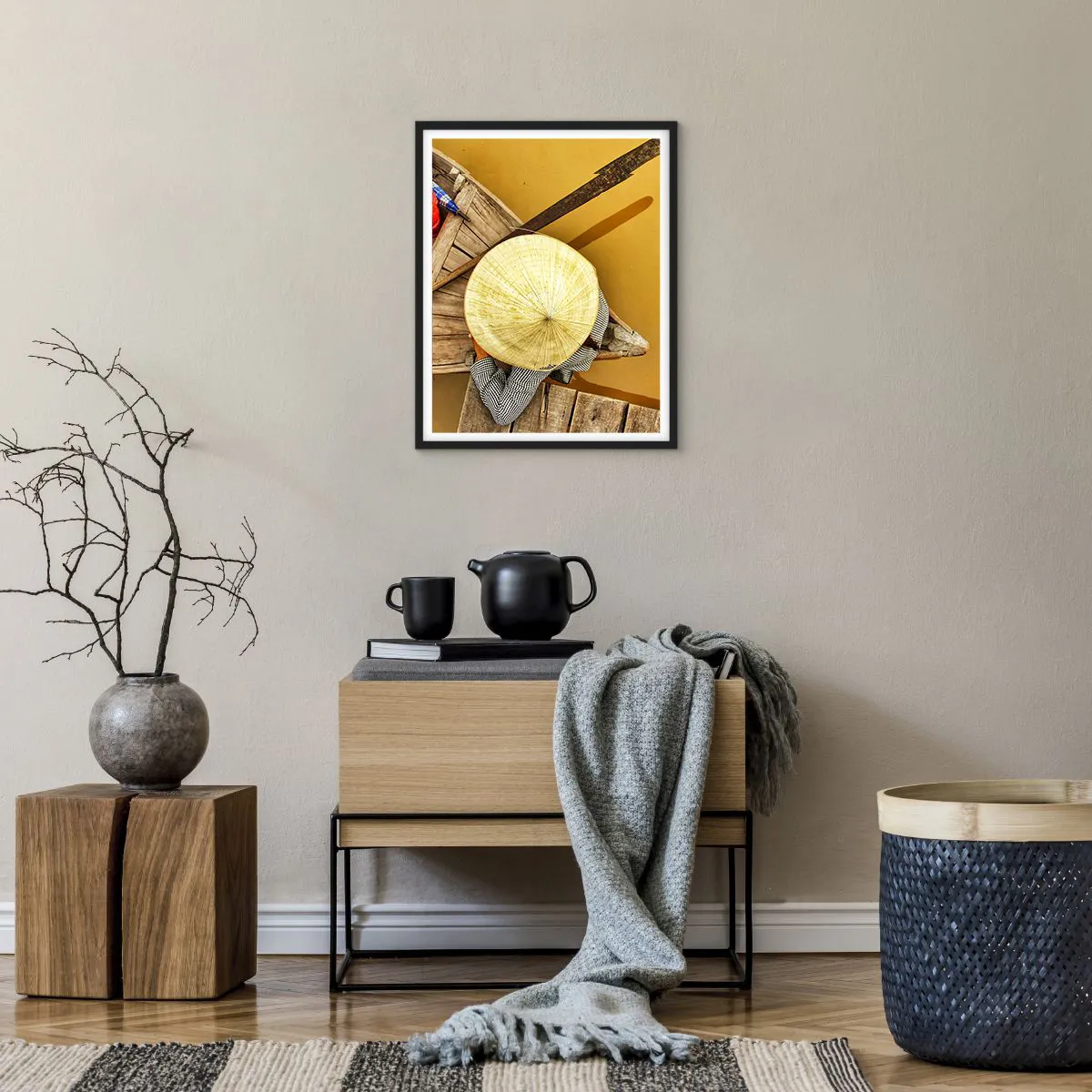 Plakat i sort ramme - Livet på den gule flod - 40x50 cm