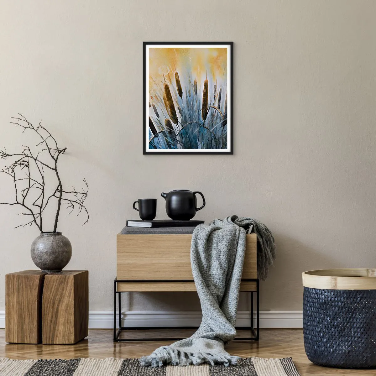 Plakat i sort ramme - Vandets kulde, solens varme - 40x50 cm