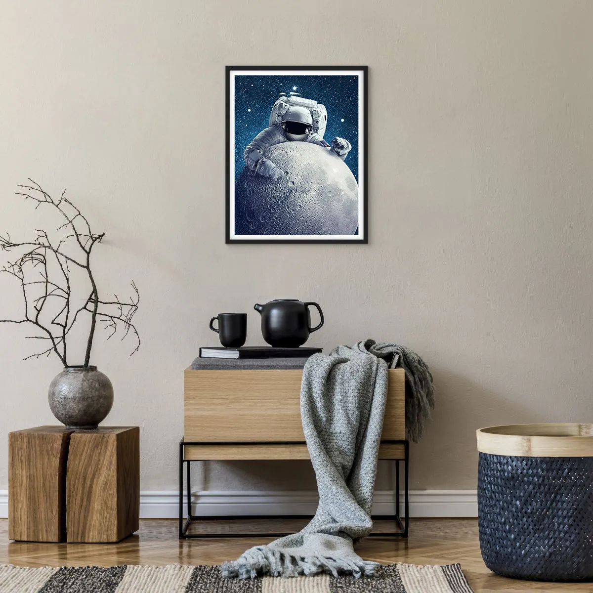 Affiche dans un cadre noir - Poster - Comique de l'espace - 40x50 cm