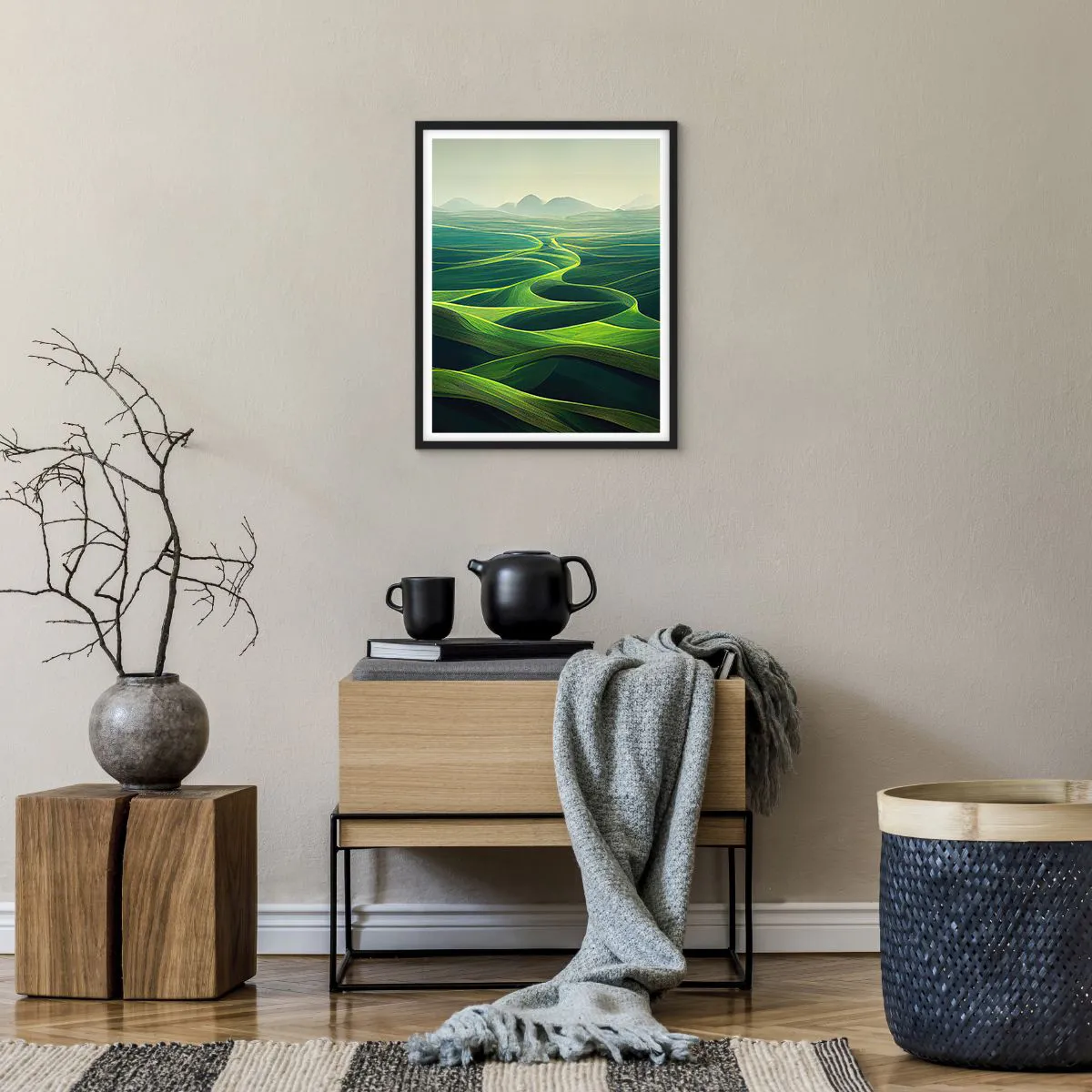 Poster in cornice nera - Nelle valli verdi - 40x50 cm