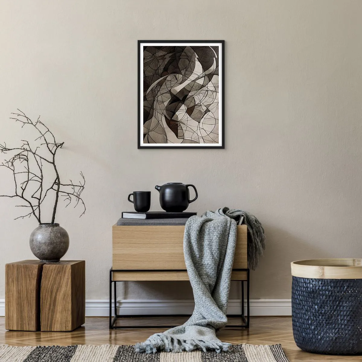 Affiche dans un cadre noir - Poster - Circulation des couleurs de la terre - 40x50 cm