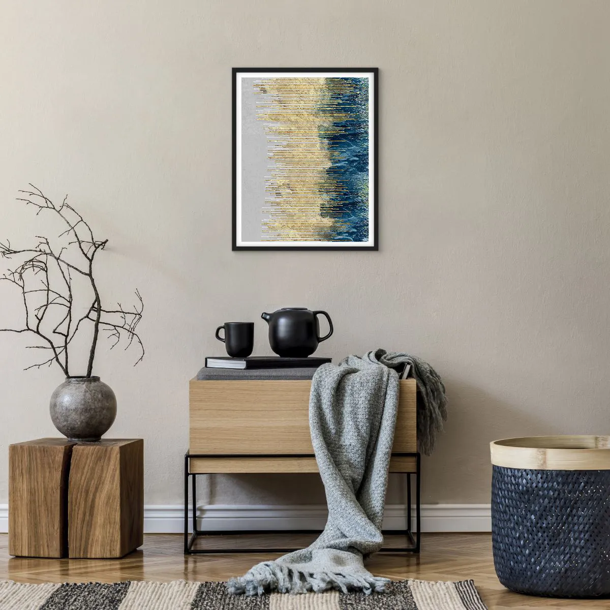 Plakat i sort ramme - Forgyldt grænse - 40x50 cm