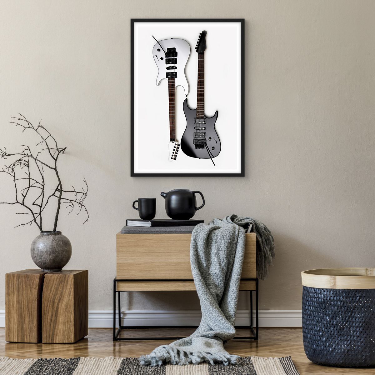 Poster in einem schwarzem Rahmen Musik, Poster in einem schwarzem Rahmen Elektrische Gitarre, Poster in einem schwarzem Rahmen Musikinstrument, Poster in einem schwarzem Rahmen Kultur, Poster in einem schwarzem Rahmen Klang