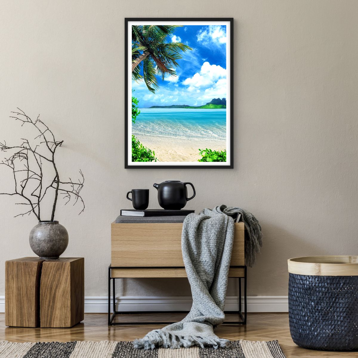Poster in einem schwarzem Rahmen Landschaft, Poster in einem schwarzem Rahmen Ozean, Poster in einem schwarzem Rahmen Strand, Poster in einem schwarzem Rahmen Mysteriöse Insel, Poster in einem schwarzem Rahmen Tropen