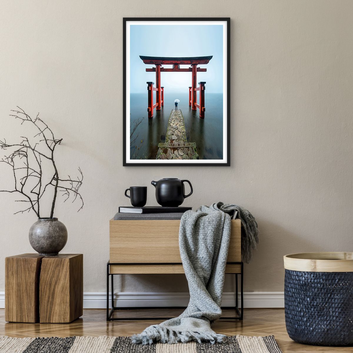 Affiche dans un cadre noir Asie, Affiche dans un cadre noir Temple D'Hakone, Affiche dans un cadre noir Japon, Affiche dans un cadre noir La Religion, Affiche dans un cadre noir Culture