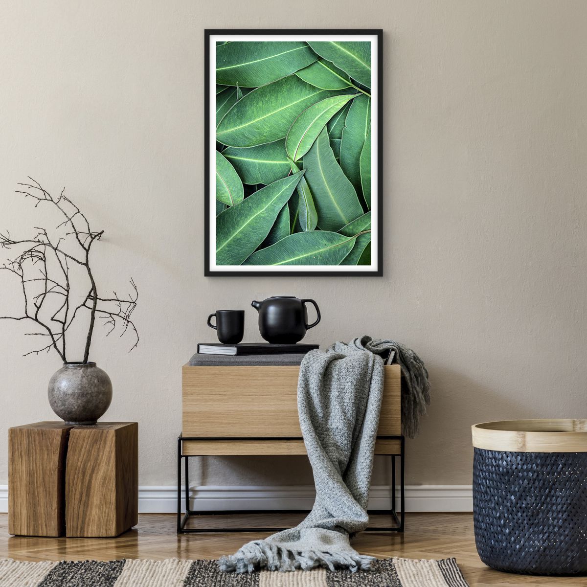 Affiche dans un cadre noir Feuilles, Affiche dans un cadre noir Eucalyptus, Affiche dans un cadre noir La Nature, Affiche dans un cadre noir Plante Tropicale, Affiche dans un cadre noir Flore