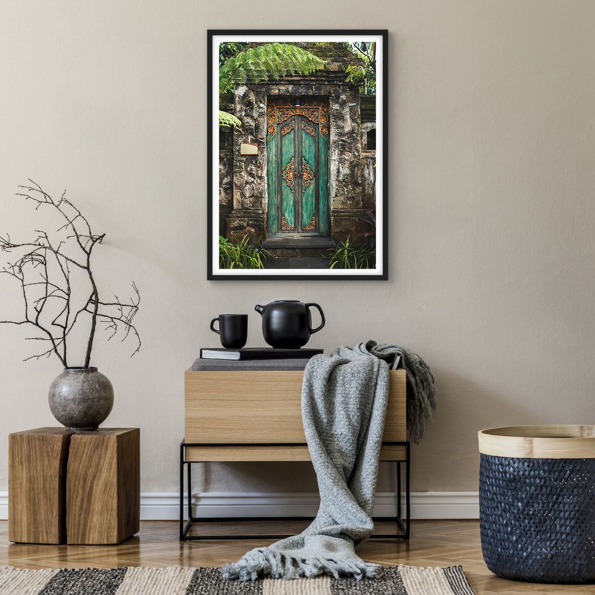Poster in Black Frame Door With Ornament, Poster in Black Frame Architecture, Poster in Black Frame Mystery, Poster in Black Frame Bali Island, Poster in Black Frame Indonesia