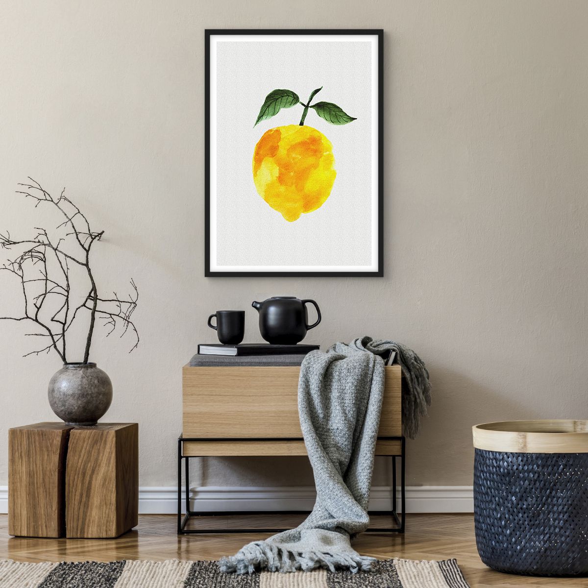 Poster in einem schwarzem Rahmen Zitrone, Poster in einem schwarzem Rahmen Küche, Poster in einem schwarzem Rahmen Obst