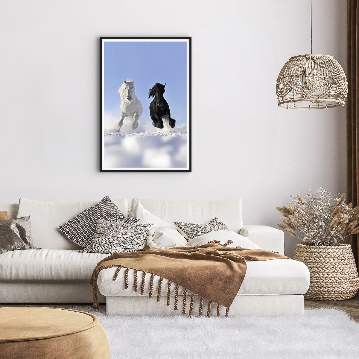 Poster in einem schwarzem Rahmen Tiere, Poster in einem schwarzem Rahmen Pferd, Poster in einem schwarzem Rahmen Winter, Poster in einem schwarzem Rahmen Natur, Poster in einem schwarzem Rahmen Galopp