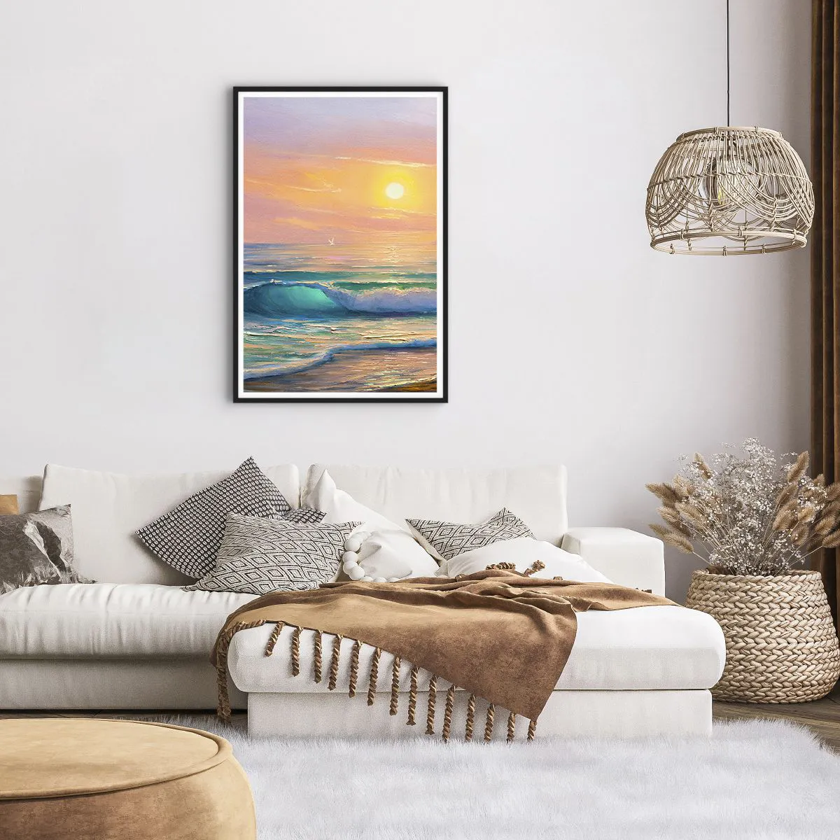 Poster in black frame - Turquoise Song of the Waves - 61x91 cm