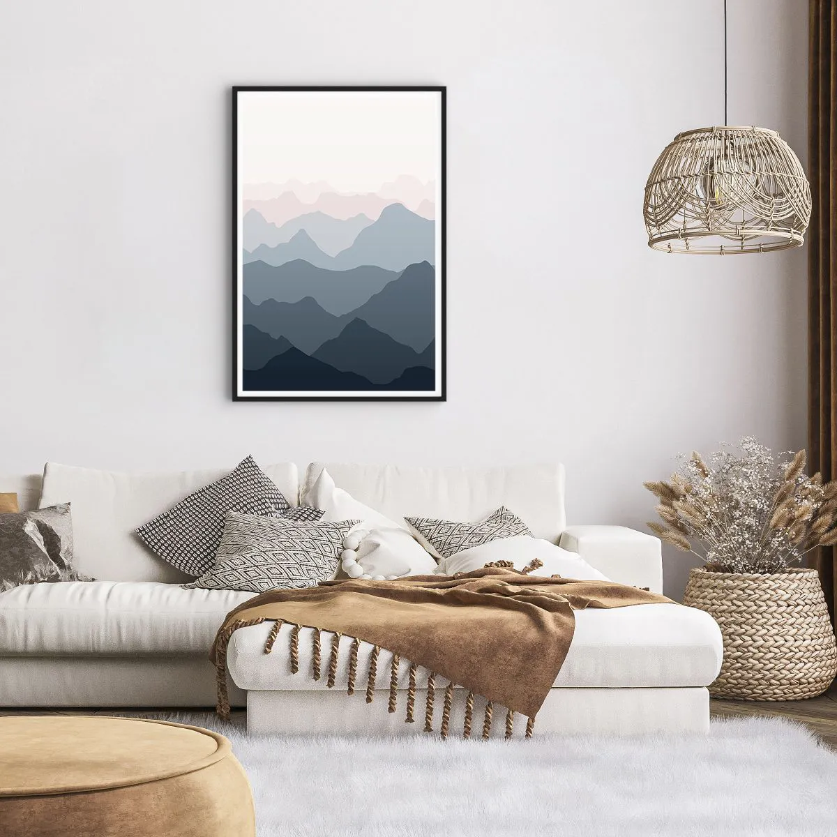 Plakat i sort ramme - Bølger af bjerge - 61x91 cm