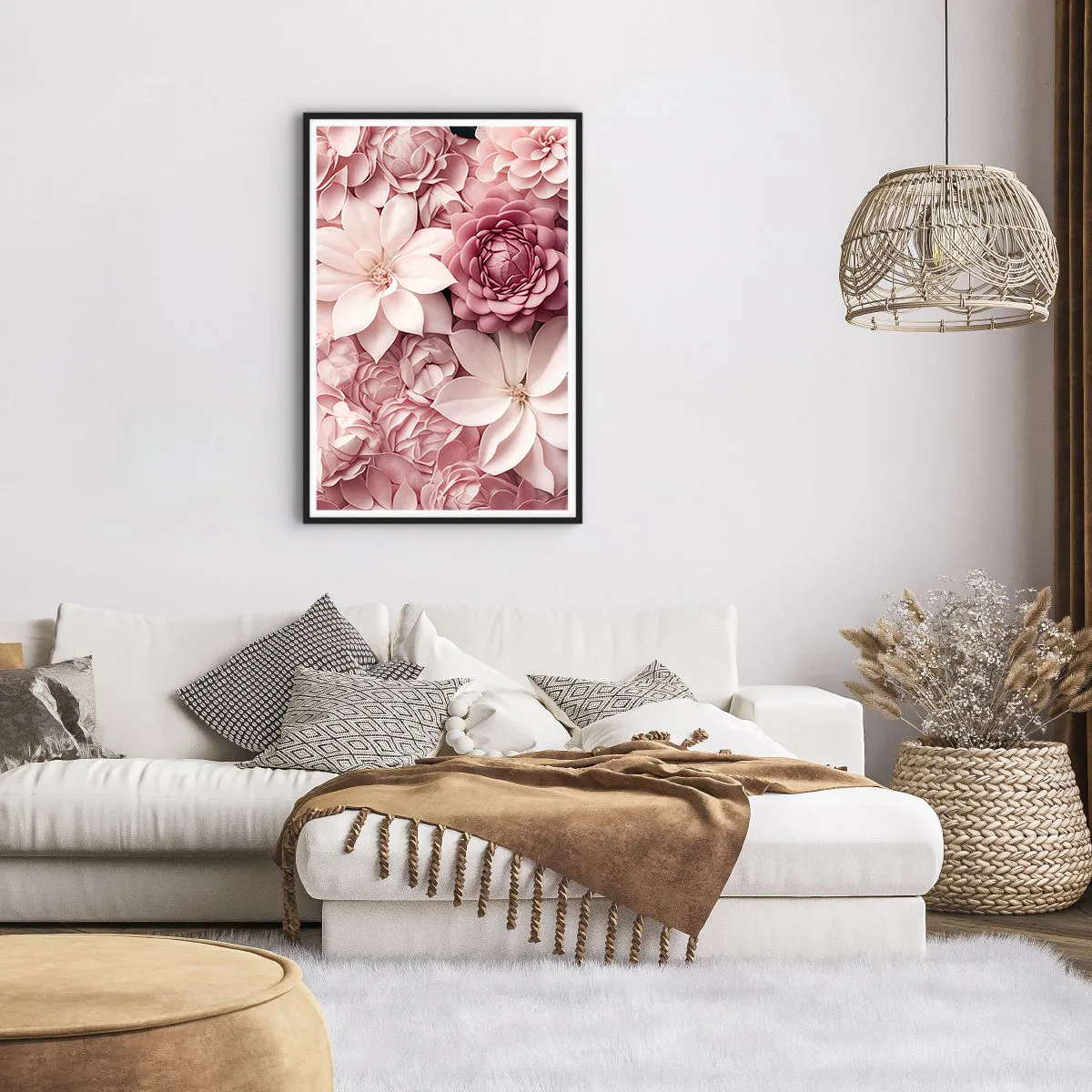 Plakat i sort ramme - I lyserøde kronblade - 61x91 cm