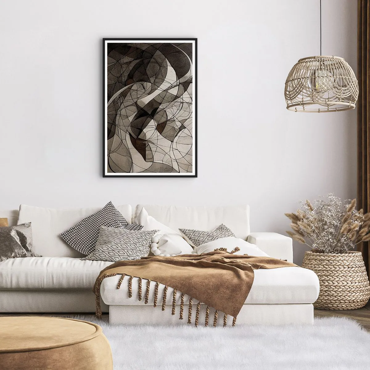 Póster en marco negro - Circulación en colores tierra - 61x91 cm