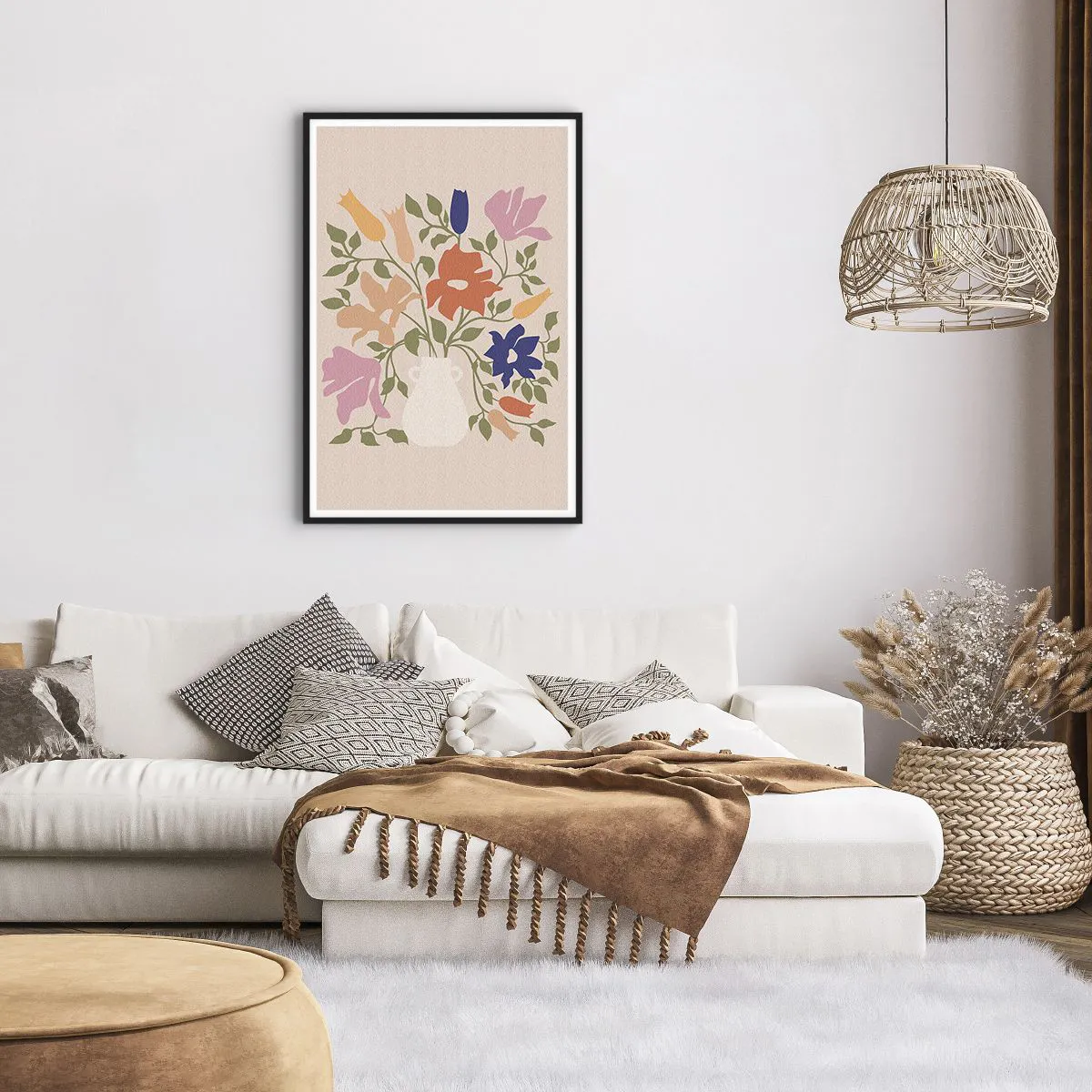 Pôster com moldura preta - Buquê delicado - 61x91 cm