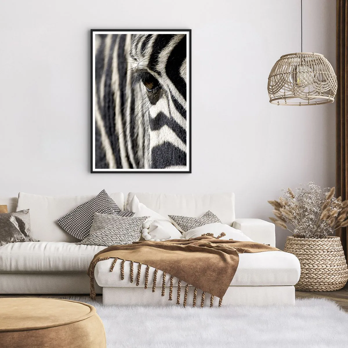 Plakat i sort ramme - Stribet portræt - 70x100 cm