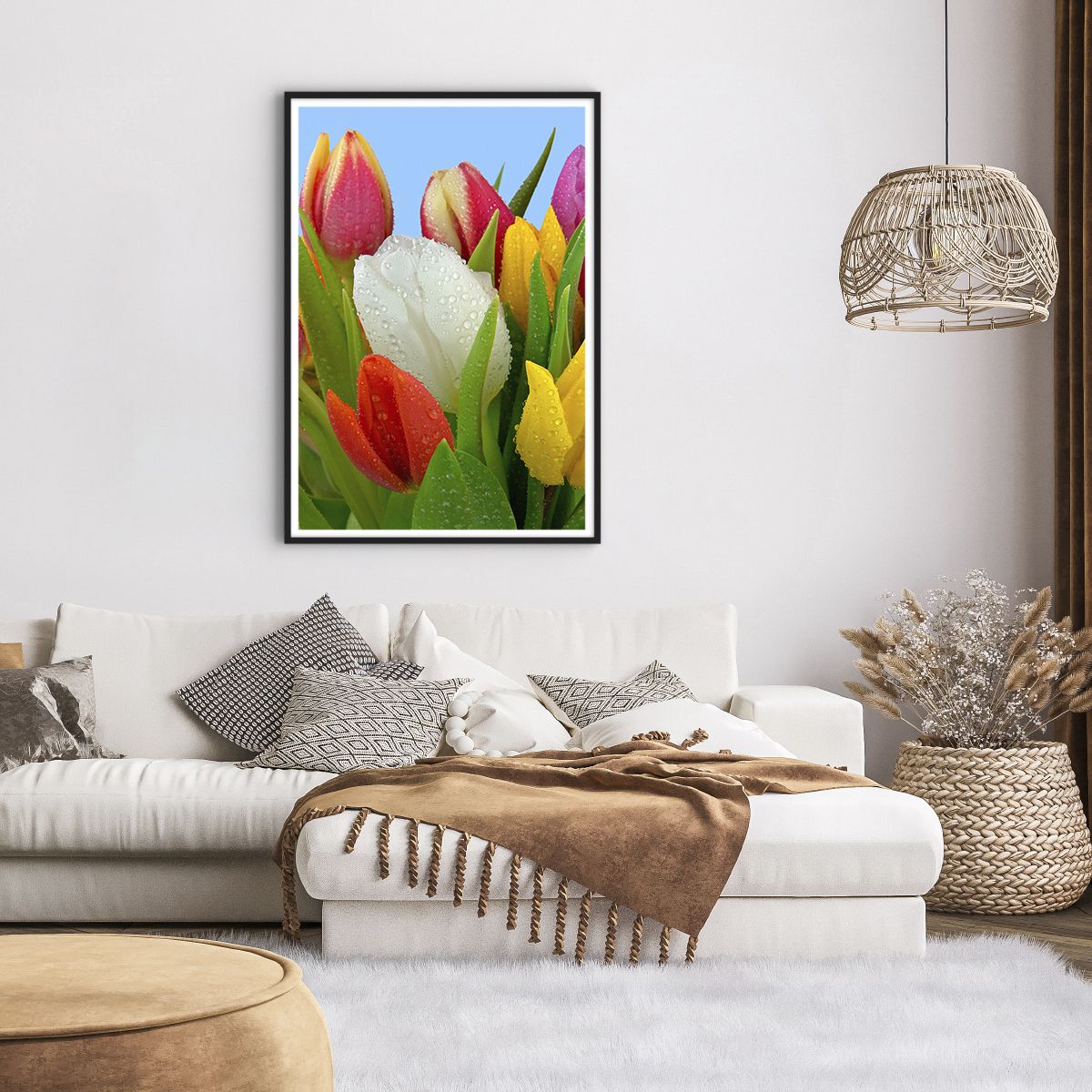 Affiche dans un cadre noir Tulipes, Affiche dans un cadre noir Fleurs, Affiche dans un cadre noir Bouquet De Fleurs, Affiche dans un cadre noir La Nature, Affiche dans un cadre noir Fleurs Colorées