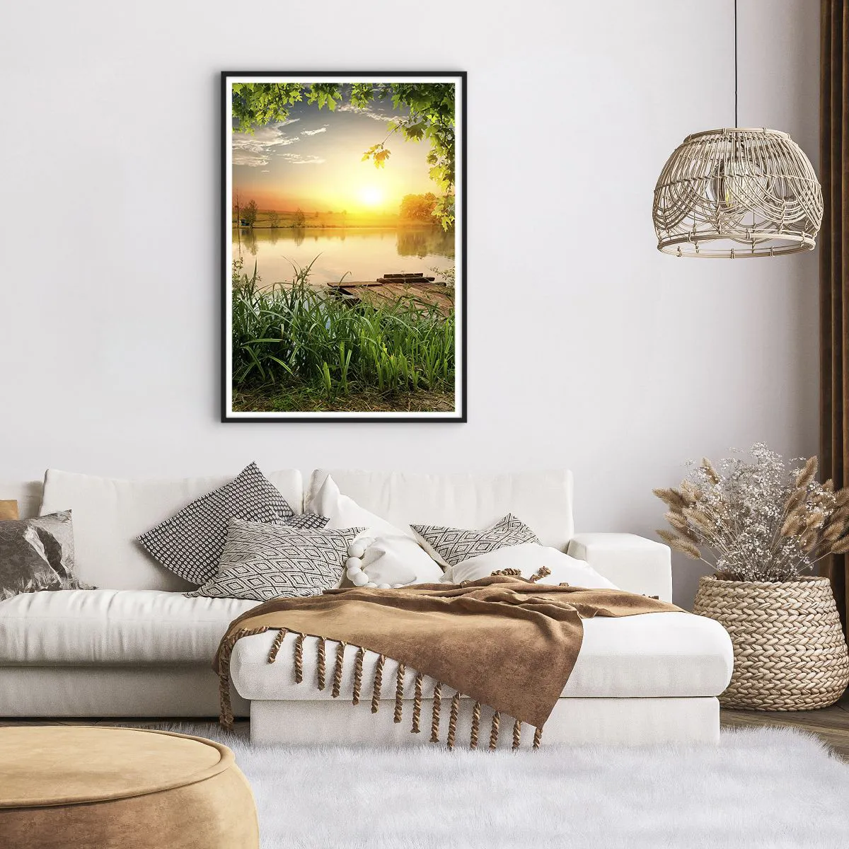 Plagát v čiernom ráme - Krajina v zelenom ráme - 70x100 cm