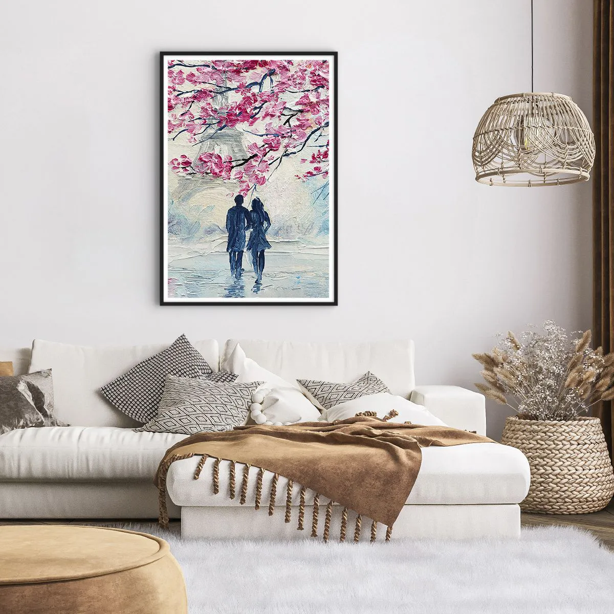 Plakat i sort ramme - Romantisk gåtur - 70x100 cm